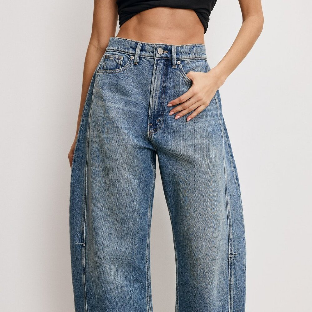 NWT Good American Good Extreme Barrel Relaxed Jeans Sz 30 / US 10
